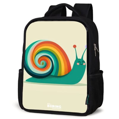 NoBoringSuitcases.com® - Rugzak zwart - Schooltas jongen & meisje - Slak op een zachtgele achtergrond - Rugtas voor school - Boekentas kind - Schoolrugzak - Kinderrugzak