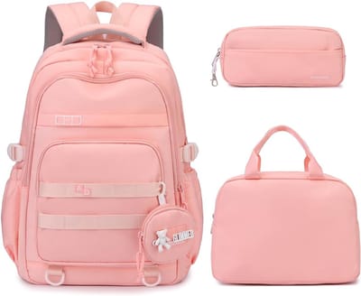 3-Delige Schooltas Set Meisjes & Jongens: Lichtgewicht Rugzak, Broodtrommel & Etui voor School en Reizen (vanaf 9 jaar)