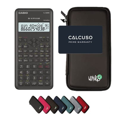 Casio fx-82MS 2nd edition incl. WYNGS Beschermhoes Zwart - Wetenschappelijke Rekenmachine - Basis Pakket