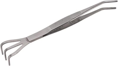 Roestvrij stalen wortelhark met pincet - ergonomisch handvat - Bonsai boom gereedschap - bodem losmaken en beluchten - cadeau voor Bonsai liefhebbers - Gebogen - hoogwaardige kwaliteit .