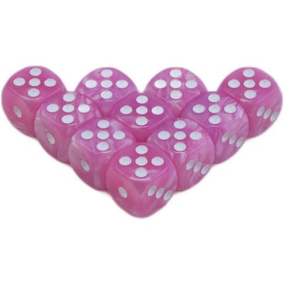 10 Stuks Dobbelstenen D6 16mm Gokdobbelstenen Marmer Effect Stippen Dobbelstenen Spelaccessoires Speelgoed en Cadeau roze