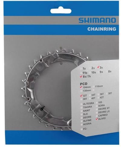 Shimano Kettingblad 32T - 8-speed - 104mm BCD - Zilver - Duurzaam Staal