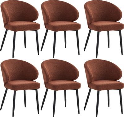 Colenis® - Ruby Eetkamerstoel - Set Van 6 – Bordeaux – Bouclé - Design