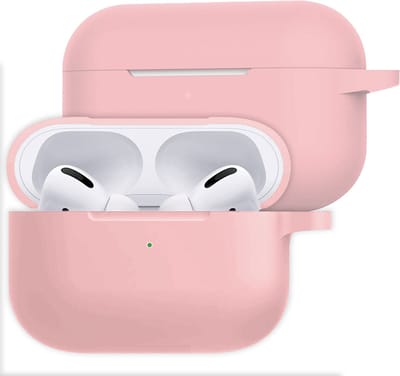 Hoesje Geschikt voor Apple Airpods Pro - Siliconen Hoes met Clip - Silicone Case Cover - Lichtroze