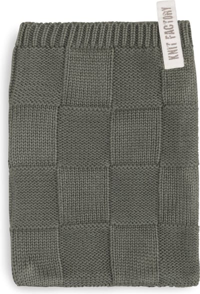 Knit Factory Gebreide Washandje Ivy - Washand - Khaki - Groen - 12x24 cm - Katoen