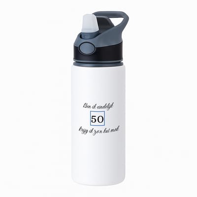 Hacebo® - Ben ik eindelijk 50 krijg ik zo'n kut mok waterfles met rietje zwart - Hoera 50 jaar - mama papa - verjaardag 50 jaar - cadeautje - geschenk - water fles - 650ML