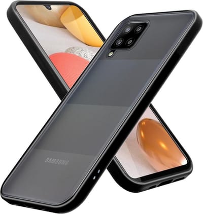 Cadorabo Hoesje geschikt voor Samsung Galaxy A42 5G / M42 5G in MATT ZWART - Hybride beschermhoes met TPU siliconen Case Cover binnenkant en matte plastic achterkant