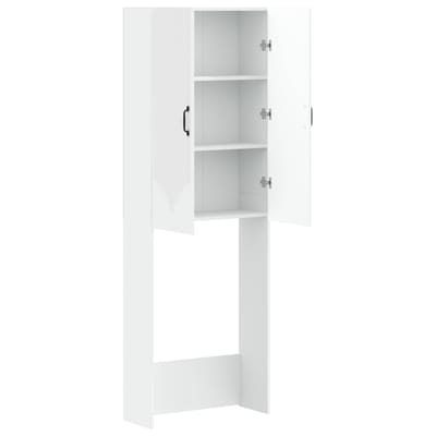 vidaXL - Toiletkast - HOORN - Wit - 66 - x - 25,5 - x - 190 - cm - Bewerkt - hout