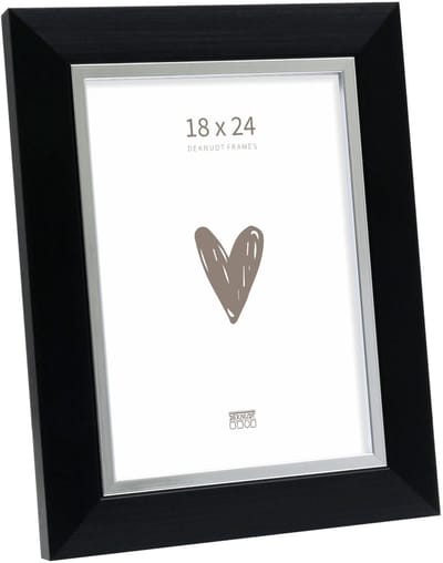 Deknudt Frames fotolijst S45VH2 - zwart met zilverbies - foto 18x24 cm