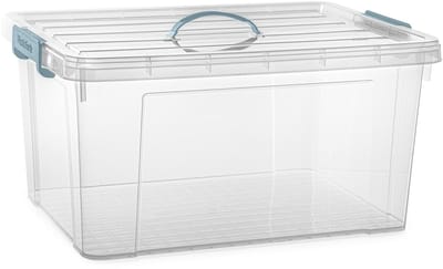 Plasticforte Opslagbox AZUL serie - met deksel - transparant - 54 liter - 60 x 45 x 30 cm - kunststof - opbergdoos - opbergen