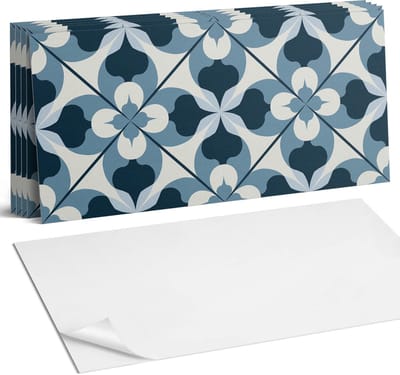 Coloray Plaktegels - Abstract geometrisch patroon Wandtegel Zelfklevend - 60 cm x 30 cm - Blauw Plaktegels - 6 stuks - Rechthoek PVC Tegels - Plaktegels Keuken - Zelfklevende Vloertegels Badkamer - Vinyl Tegels Zelfklevend - Zelfklevende Wandtegels
