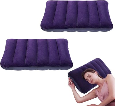 2 Stuks Opblaasbare Kussens voor Kamperen - Waterdichte Campingkussens met Flocking Oppervlak - Ideaal voor Vakantie en Strand, 47cm x 30cm