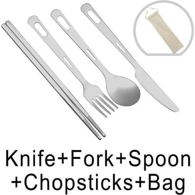 Draagbare Pure Titanium Servies Set Outdoor Reizen Kamperen Mes Vork Lepel Eetstokjes Set Gemakkelijk Schoon te Maken Veld Servies white