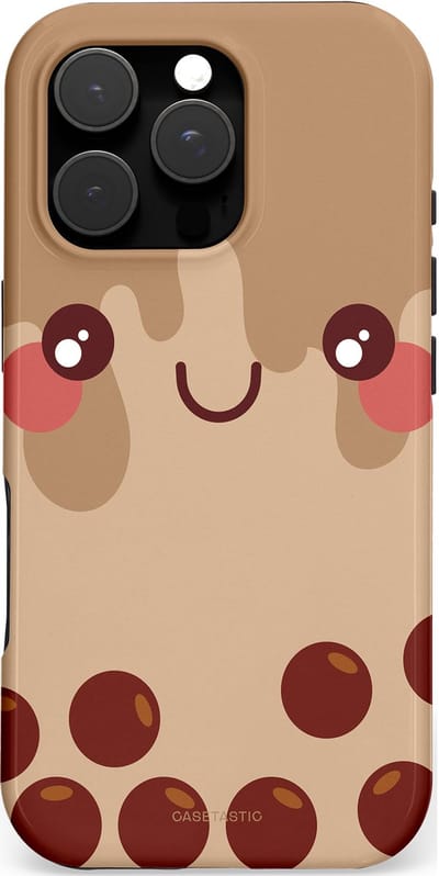 Casetastic hoesje geschikt voor Apple iPhone 16 Pro - MagSafe - Dubbellaagse bescherming - Smeltende choco bolletjes - Fashion Case - Beige Bordeaux