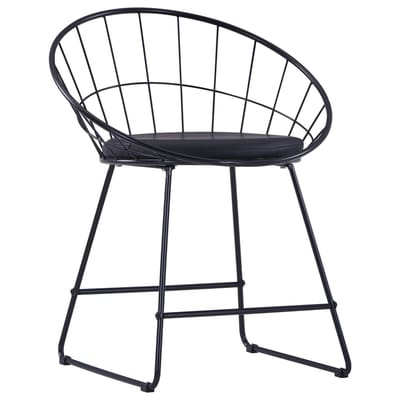 vidaXL - Eetkamerstoelen - met - kunstleren - zittingen - 2 - st - staal - zwart