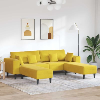 vidaXL Bank 3 pcs Geel 250 x 188 x 76 cm Fluweel
