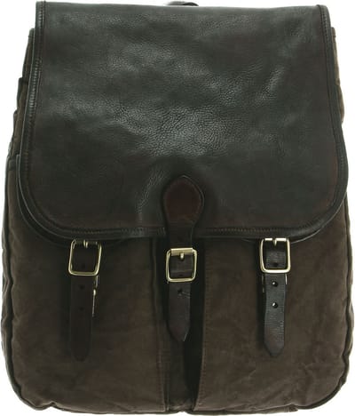CAMPOMAGGI Leren Vrije tijd rugzak Rugzak met laptopvak Saturno Backpack V.Militare + T / Moro Donkerbruin