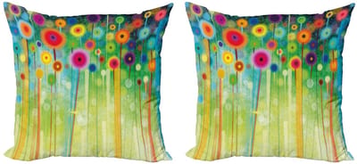 ABAKUHAUS kussenhoesenset bloemen – 2x60x60 cm – dubbelzijdig bedrukt – multicolor