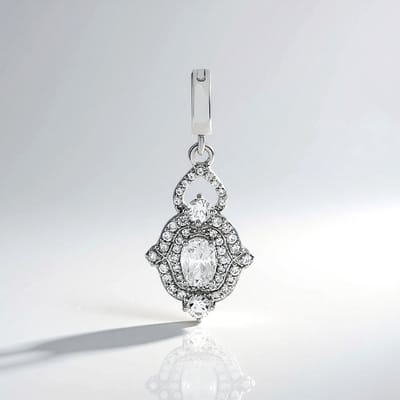 Cavill - Zilveren Hanger 925 Sterling - Witte Saffier 0,445 ct uit Madagaskar - Platina Afwerking - Ovaal & Rond - Luxe Zirkonia