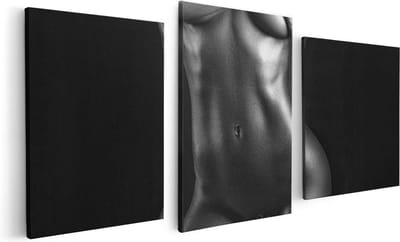 Artaza Canvas Schilderij Drieluik Naakte Vrouwen Lichaam - Erotiek - Zwart Wit - 120x60 - Foto Op Canvas - Canvas Print