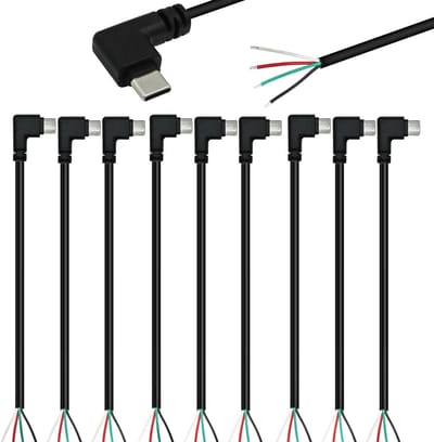 Dailygoods - 10 Stuks USB C Plug Kabel 90° Hoek 28 AWG voor USB-C Apparaten