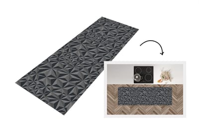 Keukenloper - Loper keuken - Geometrie - Grijs - 3D - Patronen - 150x50 cm - Keukenloper vinyl