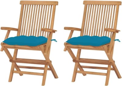 Tuinstoelen 2 stuks - Houten stoelen - Ontspannen buiten - Inclusief kussens - 55 x 60 x 89 cm - Lichtblauw