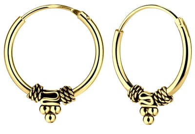 Joy|S - Zilveren Bali oorringen 14 mm - gold plated - t67