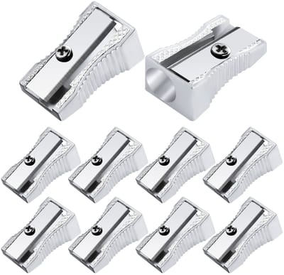 Allecto - Aluminium Potloodslijper - Handheld Slijper - Mini Formaat - Potlood Slijper voor Volwassenen en Kids - 10 Stuks - Geschikt voor School