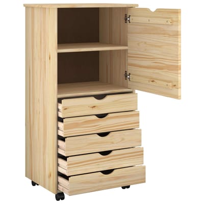 vidaXL - Rollende - kast - 53 - x - 39 - x - 103 - cm - Massief - vurenhout - Bruin