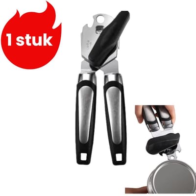 1-delige blikopener - Handmatige 3-in-1 multifunctionele krachtige blikopener - Keukenblikopener - Flessenopener - Zwart