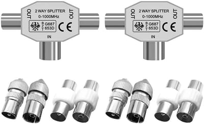 VT Goods - Digitale Signaalantenne - TV Antenne Splitter - Eenvoudige installatie - Coaxiale Kabel Connectoren - Geschikt voor meerdere tv's - Compa...