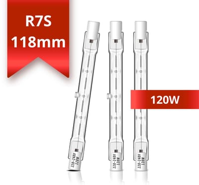 3x R7S Halogeen Staaflamp 118mm – 120W – Dimbaar – 3 Halogeenlampen met R7S fitting