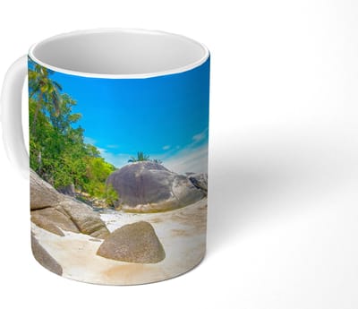 Mok - Koffiemok - Strand - Tropisch - Zee - Planten - Mokken - 350 ML - Beker - Koffiemokken - Theemok