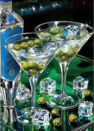 Diamond Painting afbeeldingen voor volwassenen, cocktail ontwerp, 30 x 40 cm, DIY set voor beginners, creatieve 5D diamantschilderset voor ontspanning en hobby.