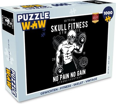Puzzel Gewichten - Fitness - Skelet - Vintage - Legpuzzel - Puzzel 1000 stukjes volwassenen