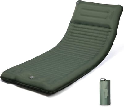 Campingmat, zelfopblazend, 10 cm dik, ultralicht, met voetpomp, 18 cm dik kussen, opblaasbaar matras, outdoor, opvouwbare slaapmat, 200 x 74 cm, voor kamperen, wandelen, reizen