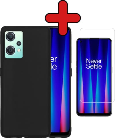 Hoesje - Met Screenprotector - Geschikt voor OnePlus Nord CE 2 Lite - Sterk & Shockproof - Telefoon Hoes - Back Cover - Siliconen Case - Telefoonhoes - Zwart