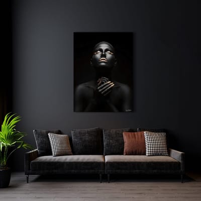 Luxe Canvas Schilderij Gold Lip Girl 2 | 40x60 | Woonkamer | Slaapkamer | Kantoor | Muziek | Design | Art | Modern | ** 4CM DIK! 3D EFFECT**
