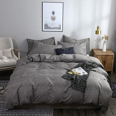 Dekbedovertrekset Ultrazachte microvezelstof Dekbedovertrek en 1/2-delige kussenhoezen Set Enkel Dubbel Volledig Queen Kingsize beddengoedsets EU-Single-135*200 grijs