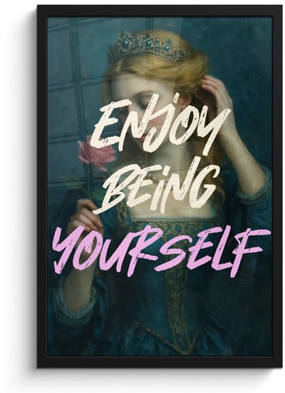 Poster in lijst - Fotolijst 40x60 cm - Posters - Vrouw - Roos - Quote - Posterlijst zwart - Decoratie - Wanddecoratie woonkamer - Muurdecoratie slaapkamer