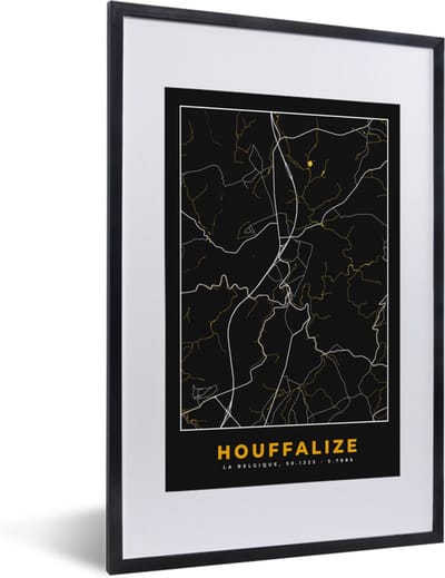 Fotolijst incl. Poster - Houffalize - Goud - Stadskaart - Plattegrond - Kaart - 40x60 cm - Posterlijst