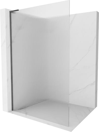 Mexen Kioto L douchewand Walk-in 110 x 200 , strepen, geborsteld geweergrijs - 800-110-103-66-09