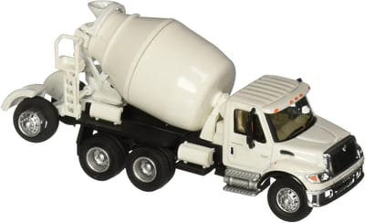 Cement Mixer - Betonwagen Voertuig - Modelbouw Diorama - Drie Assen - 13 cm Lengte - Wit