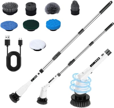 HEZIVO® Elektrische Schrobmachine - Dweilsysteem 8-in-1 - Schoonmaakborstel - Poetsmachine - 3 Snelheden