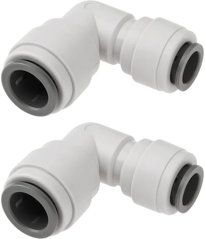 Dailygoods- Waterinlaatconnector Set van 2 - 90° Push-Fit Aansluitingen - Geschikt voor Caravan/Motorhome - Duurzaam Kunststof - Compacte Vorm - Waterconnector