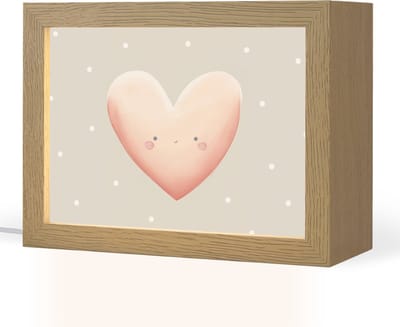 Nachtlampje 20x15 cm - Kinder lampje - Hart - Gezicht - Roze - Stippen - Tafellamp kinderkamer - Slaapkamer lamp - Bedlamp kinderen - Kinderlampje stopcontact - Wandlamp babykamer - Nachtlampjes
