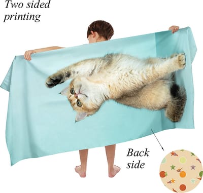 Ulticool Microvezel Kinder Handdoek 70x140 cm - Kat Dinosaurus - Reizen Travel Accessoires Reis Gadgets Strandlaken Badlaken Zwemhanddoek Reishanddoek Microfiber Poes - Jongen Meisje