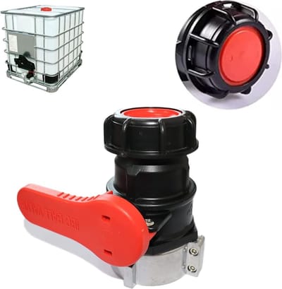 Adapter, 75 mm, IBC waterreservoir, DN50 reservoir, kogelkraan, IBC tank, universele watertank slangaansluiting, uitloopkraan, voor IBC container, watertank, regenton, rood, 75 mm
