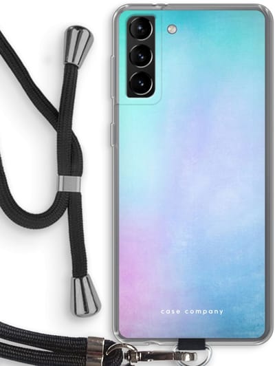 Hoesje met koord geschikt voor Samsung Galaxy S21 Plus hoesje met Koord - Mist pastel - Telefoonhoesje met Zwart Koord - Bescherming aan alle Kanten en Over de Schermrand